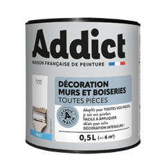 Peinture Décoration Murs et Boiseries addict Mat Blanc- 0,5L