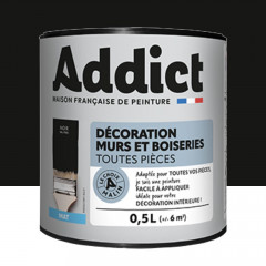Peinture Décoration Murs et Boiseries addict Mat Noir - 0,5L