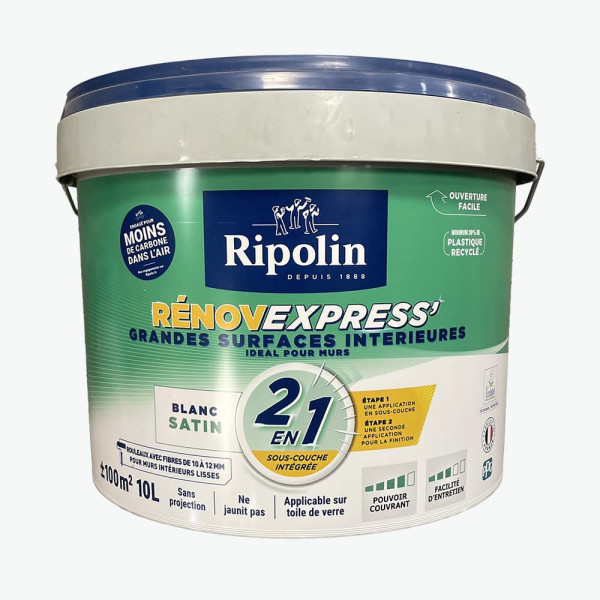 Peinture Rénov Express' RIPOLIN (Grandes surfaces) Blanc Satin - 10L