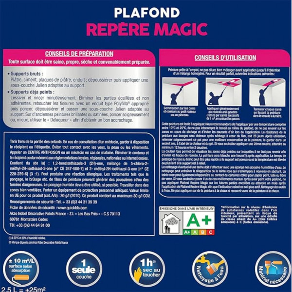 Peinture Plafond Dulux Valentine Repère Magic - etiquette