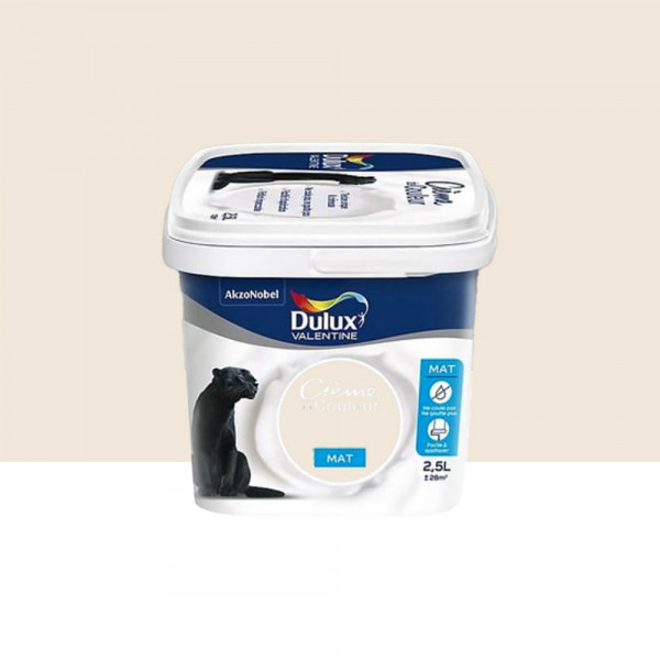 Peinture acrylique mat DULUX VALENTINE Crème de couleur Lin Blanc - 2,5L