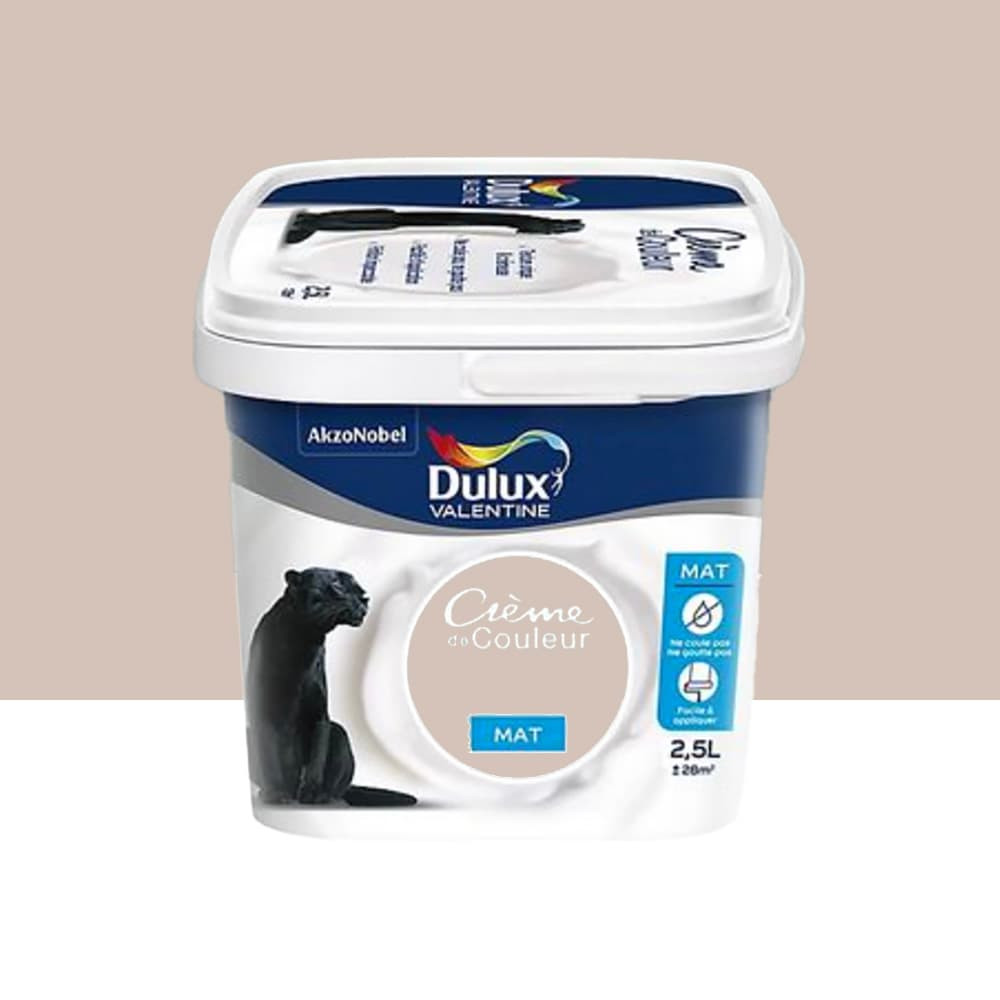 Peinture acrylique mat DULUX VALENTINE Crème de couleur Lin Intense - 2,5L