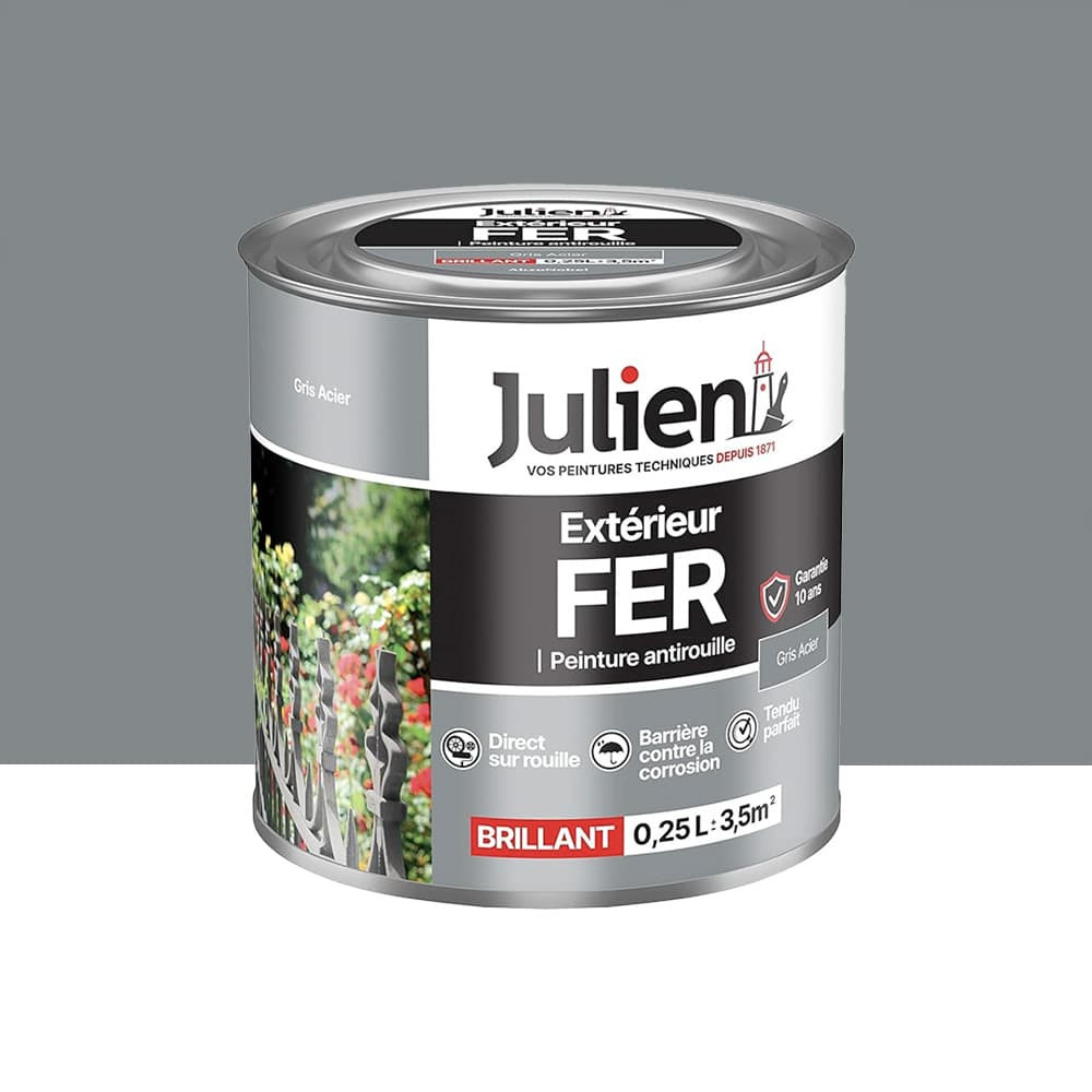 Peinture Fer Extérieur Julien Gris acier - 0,25L