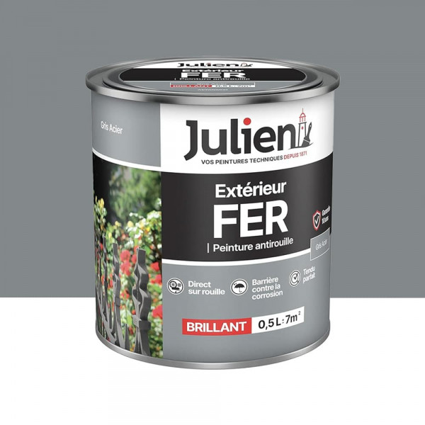 Peinture Fer Extérieur Julien Gris acier - 0,5L