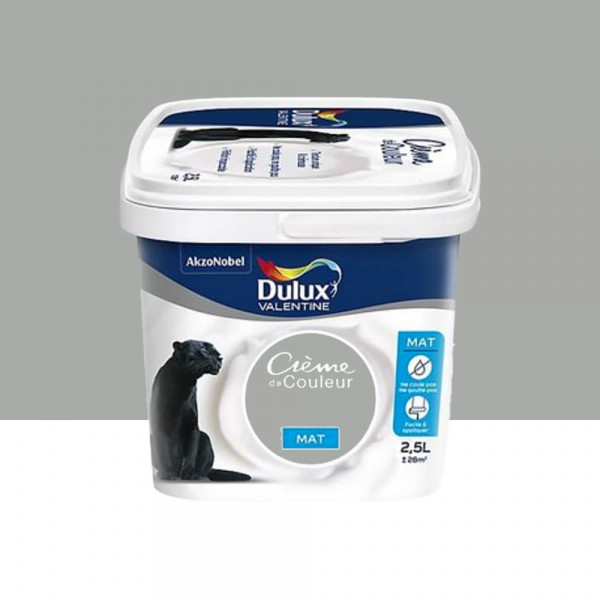 Peinture acrylique mat DULUX VALENTINE Crème de couleur Gris Alpaga - 25L
