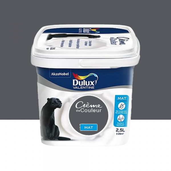 Peinture acrylique mat DULUX VALENTINE Crème de couleur Anthracite - 2,5L