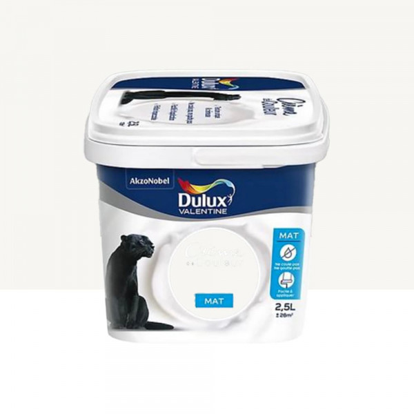 Peinture acrylique DULUX VALENTINE Crème de couleur Page Blanche Mat - 2,5L