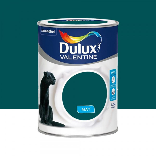 Peinture acrylique mat DULUX VALENTINE Crème de couleur Emeraude - 1,25L