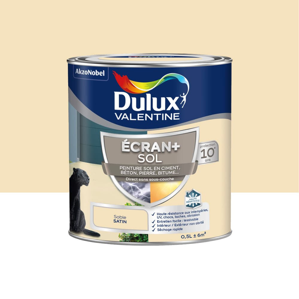 Peinture DULUX VALENTINE Ecran+ Sol Sable Satin - 0,5L