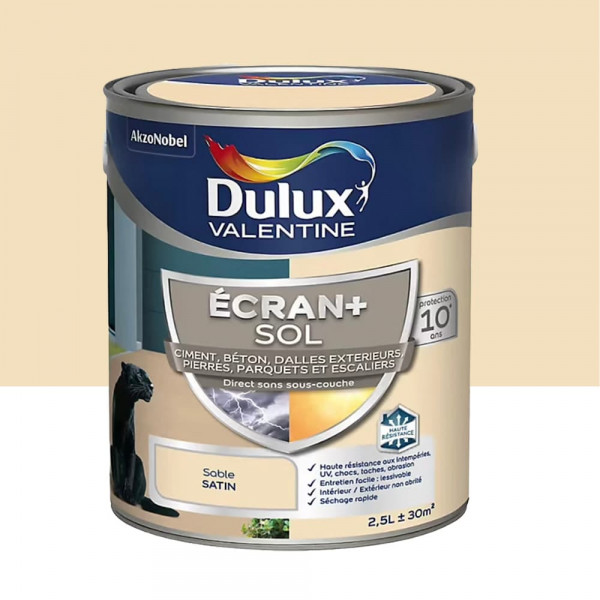 Peinture DULUX VALENTINE Ecran+ Sol Sable Satin - 2,5L