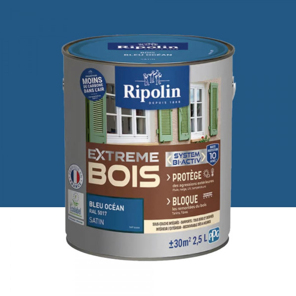Peinture RIPOLIN eXtrême Bois Bi-Activ Bleu Océan - 2,5L