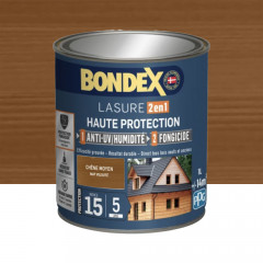 Lasure 2en1 BONDEX Haute Protection 5ans Chêne Moyen Mat velouté