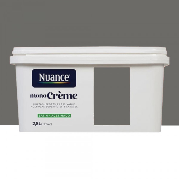 Peinture multi-supports NUANCE MonoCrème Satin Grise mine - 2,5L