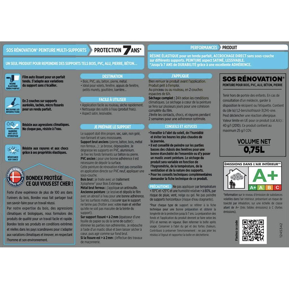 BONDEX SOS Rénovation Volets, Portes, Bardages (disponible Seulement En