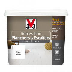 Peinture V33 Rénovation Planchers & Escaliers (Stratifiés-Bois) Titane - 0,75L