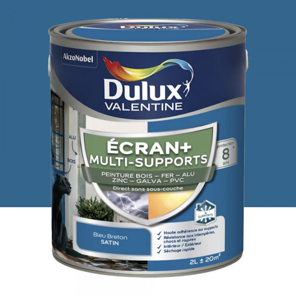 Peinture DULUX VALENTINE Ecran+ Multi-supports Bleu breton - 2L