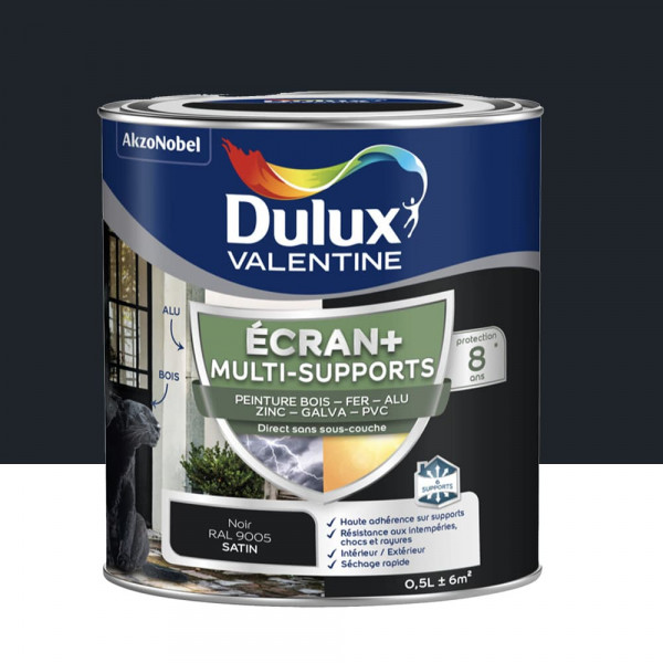 Peinture DULUX VALENTINE Ecran+ Multi-supports Noir - 0,5L
