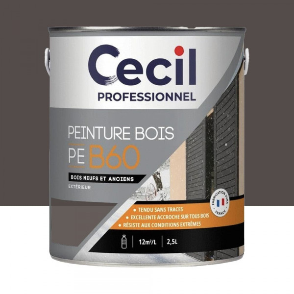 Peinture Bois Glycéro Cécil Professionnel PEB60 Brun Foncé Satin - 2,5L