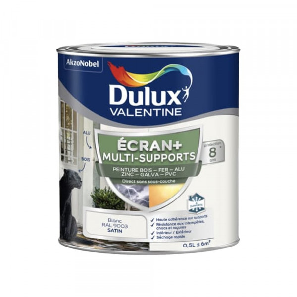Peinture DULUX VALENTINE Ecran+ Multi-supports Blanc - 0,5L