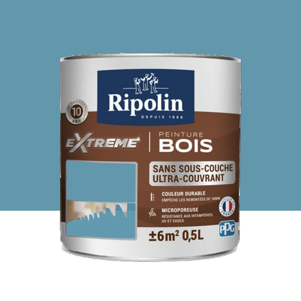 Peinture Bois RIPOLIN eXtrême Bleu pastel (ral 5024) - 0,5L