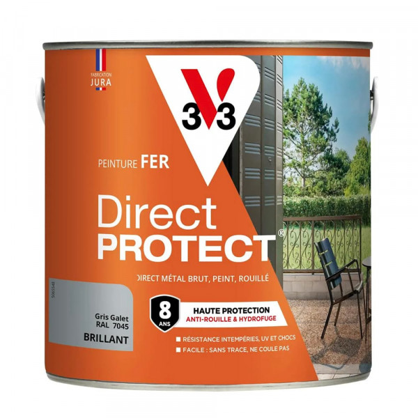 Peinture Glycéro Fer 8ans V33 Direct Protect Haute Protection Gris galet - 2L