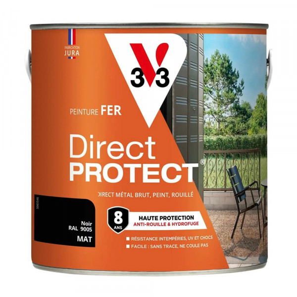 Peinture Glycéro Fer 8ans V33 Direct Protect Haute Protection Noir mat - 2L
