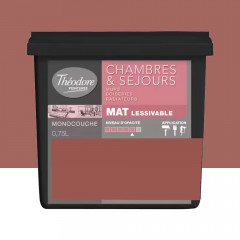 Peinture Chambres & Séjours Théodore Mat Monocouche Rouge madras - 0,75L