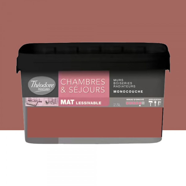 Peinture Chambres & Séjours Théodore Mat Monocouche Rouge madras - 2,5L