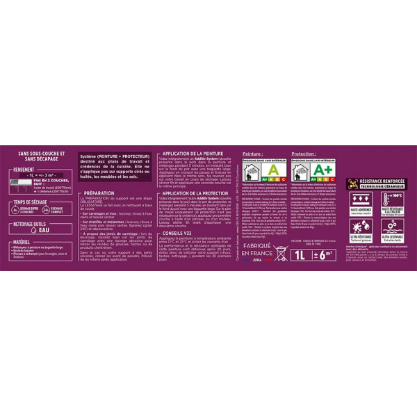 Kit de Rénovation V33 Crédence Plan de travail Blanc - étiquette