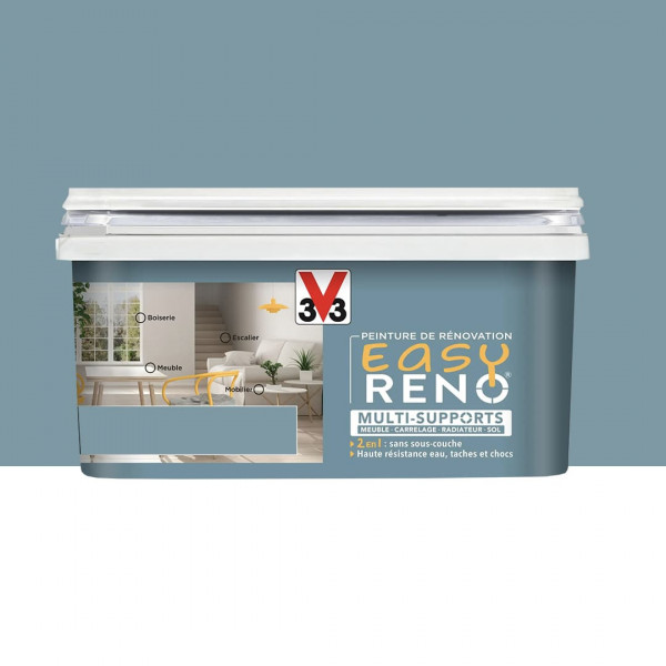 Peinture Multi-Supports V33 Easy Réno Bleu Grisé - 2L