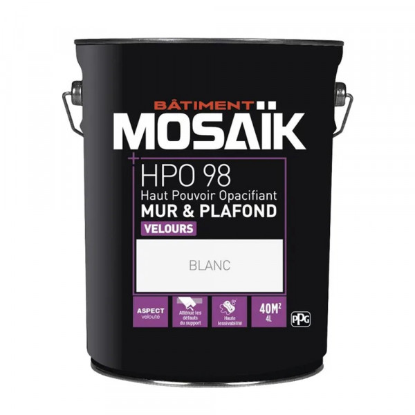 Peinture Murs & Plafonds MOSAÏK HPO 98 Blanc velours - 4L