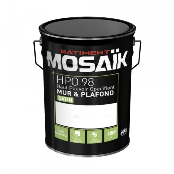 Peinture Murs & Plafonds MOSAÏK HPO 98 Blanc satin - 4L
