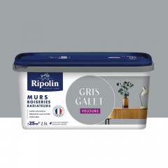 Peinture murs, boiseries, radiateurs RIPOLIN Velours Gris galet - 2,5L