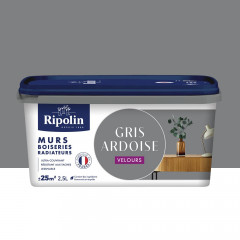 Peinture murs, boiseries, radiateurs RIPOLIN Velours Gris ardoise - 2,5L