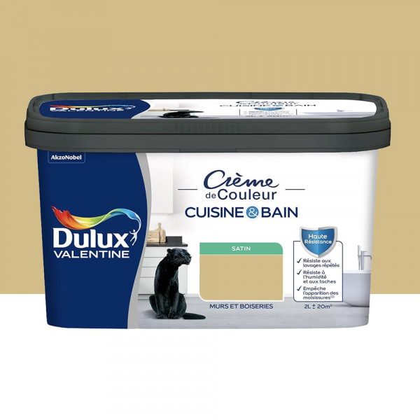 Peinture Cuisine & Bain DULUX VALENTINE Crème de Couleur Jaune safrané - 2L