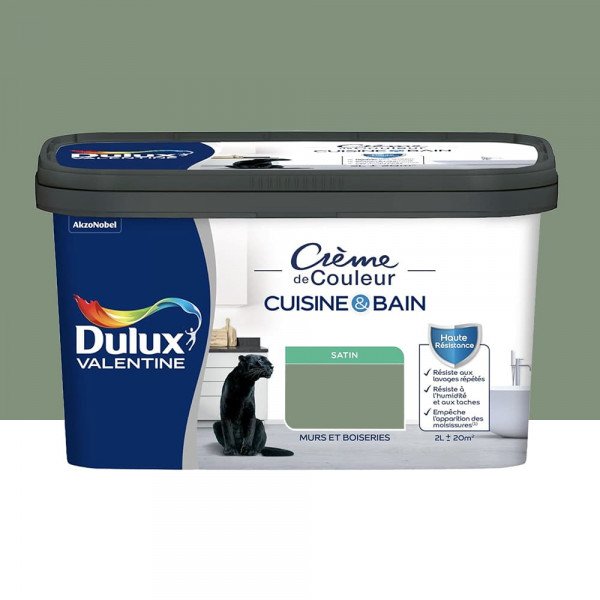 Peinture Cuisine & Bain DULUX VALENTINE Crème de Couleur Vert ginkgo - 2L