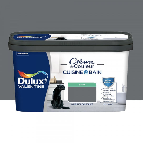 Peinture Cuisine & Bain DULUX VALENTINE Crème de Couleur Anthracite - 2L