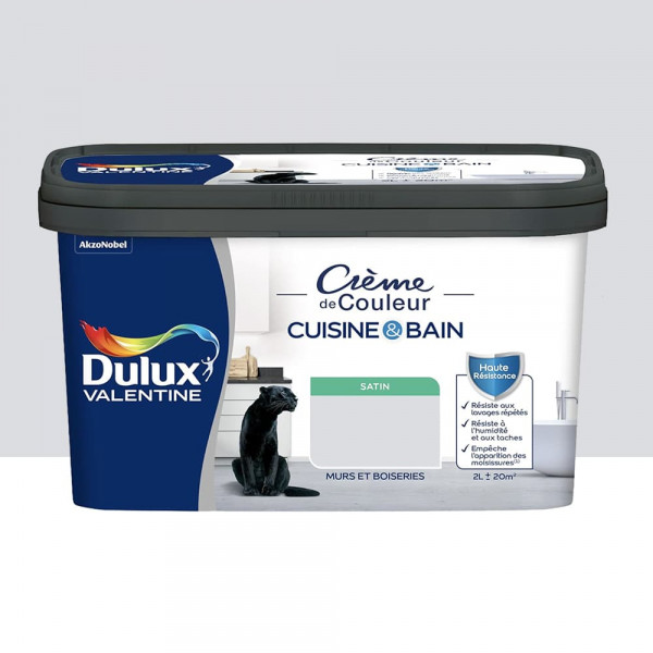 Peinture Cuisine & Bain DULUX VALENTINE Crème de Couleur Gris tendance - 2L