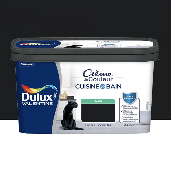 Peinture Cuisine & Bain DULUX VALENTINE Crème de Couleur Noir - 2L