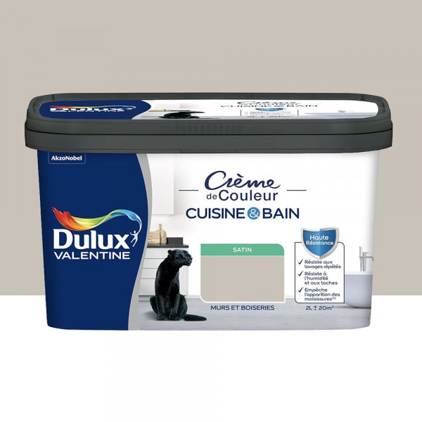 Peinture Cuisine & Bain DULUX VALENTINE Crème de Couleur Grain de sable - 2L
