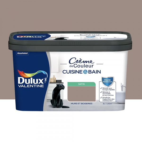 Peinture Cuisine & Bain DULUX VALENTINE Crème de Couleur Taupe - 2L