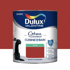 Peinture Cuisine & Bain DULUX VALENTINE Crème de Couleur Rouge industriel - 0,75L