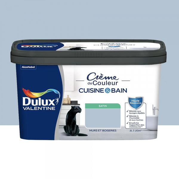 Peinture Cuisine & Bain DULUX VALENTINE Crème de Couleur Bleu horizon - 2L