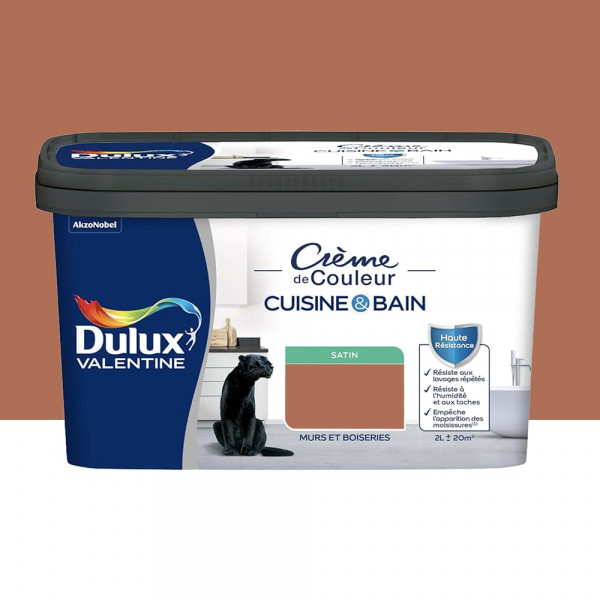 Peinture Cuisine & Bain DULUX VALENTINE Crème de Couleur Terre cuite - 2L