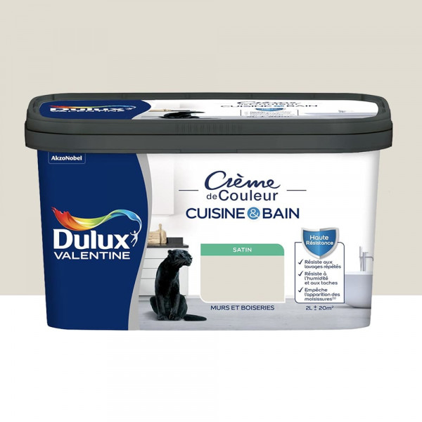 Peinture Cuisine & Bain DULUX VALENTINE Crème de Couleur Lin clair - 2L