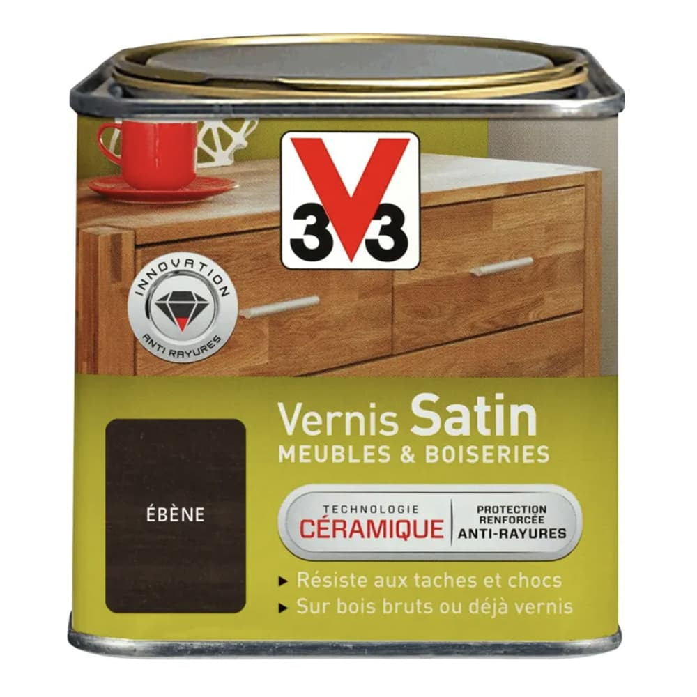 Vernis V33 Meubles et Boiseries Satin Ébène - 0,75L