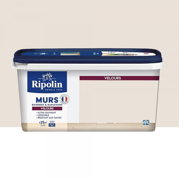 Peinture Murs, Boiseries, Radiateurs RIPOLIN Velours Rose germaudrée - 2,5L