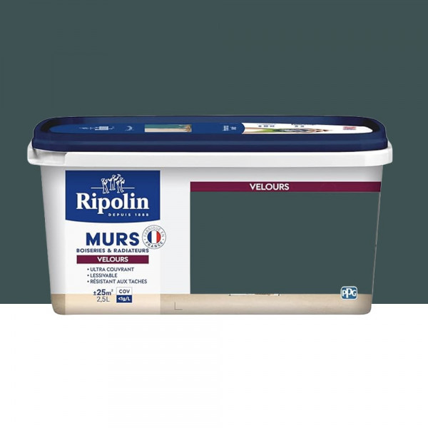 Peinture Murs, Boiseries, Radiateurs RIPOLIN Velours Vert armerie - 2,5L