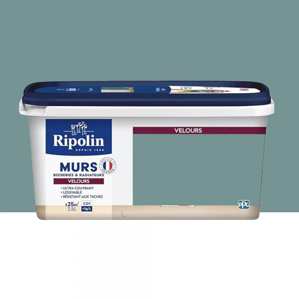 Peinture Murs, Boiseries, Radiateurs RIPOLIN Velours Bleu impérial - 2,5L