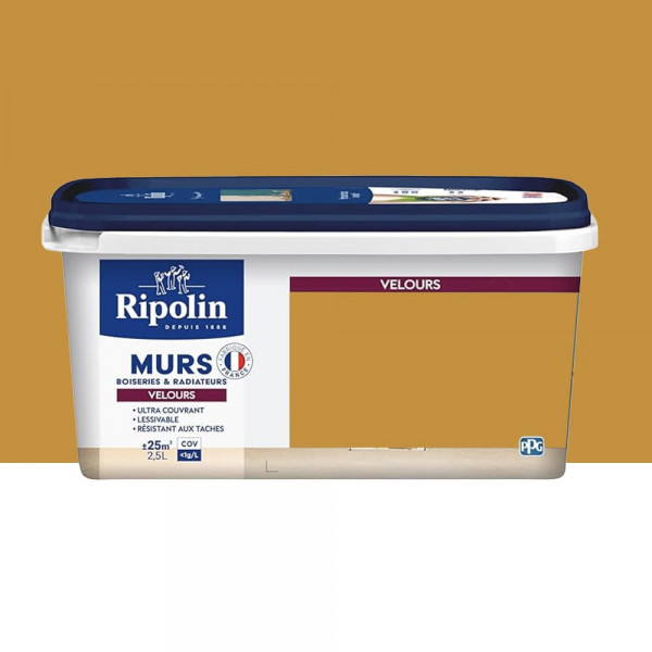 Peinture Murs, Boiseries, Radiateurs RIPOLIN Velours Jaune ambré - 2,5L